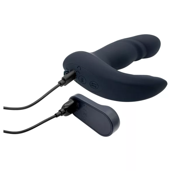 Dreamtoys Pulz - vibrator anal cu mișcare de împingere, cu telecomandă (albastru)
