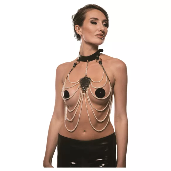 Guilty Pleasure Allure - set cu zgardă și lanț de corp (negru)