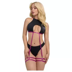   Zôf Zara - top decupat și tanga cu bretele pentru portjartier (negru)