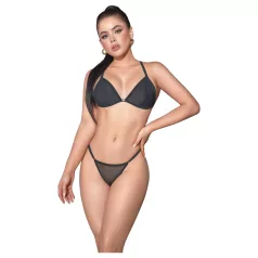   Zôf Nina - set de sutien și chilot tanga transparent (negru)
