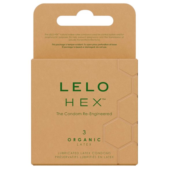 LELO Hex Organic - prezervative potență - latex natural - 3 bucăți