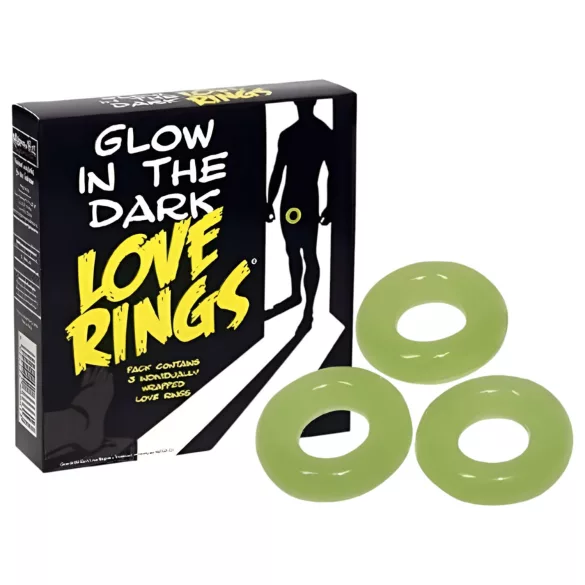Love Rings - set de inele pentru penis fosforescente (3 bucăți)