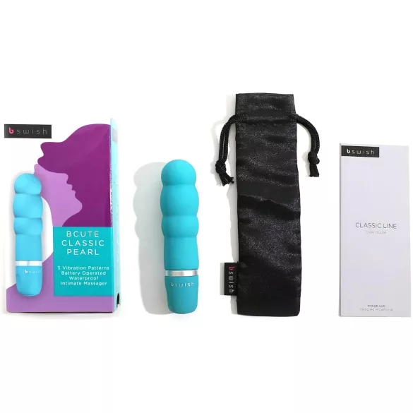 B SWISH Bcute Pearl - vibrator rezistent la apă cu perle - turcoaz