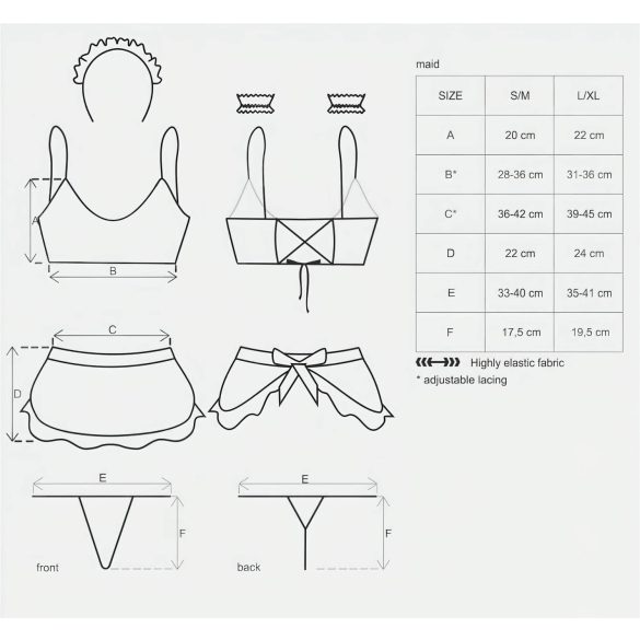 Obsessive - costum cameristă sexy - set 5 piese