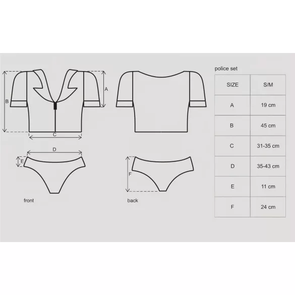 Obsessive - Costum polițistă sexy - set complet - mărime S/M