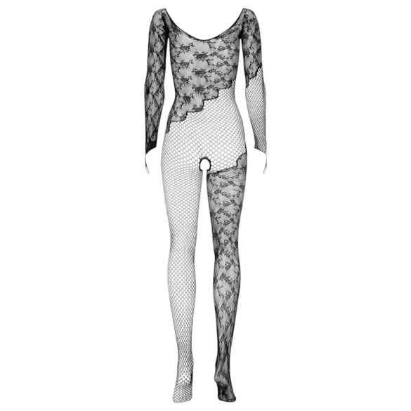 Obsessive - body din plasă cu mâneci lungi și model floral - negru S-L