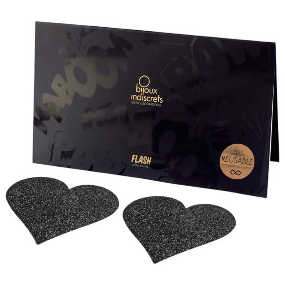 Bijoux Indiscrets Flash - autocolante inimoare pentru sâni (negru)