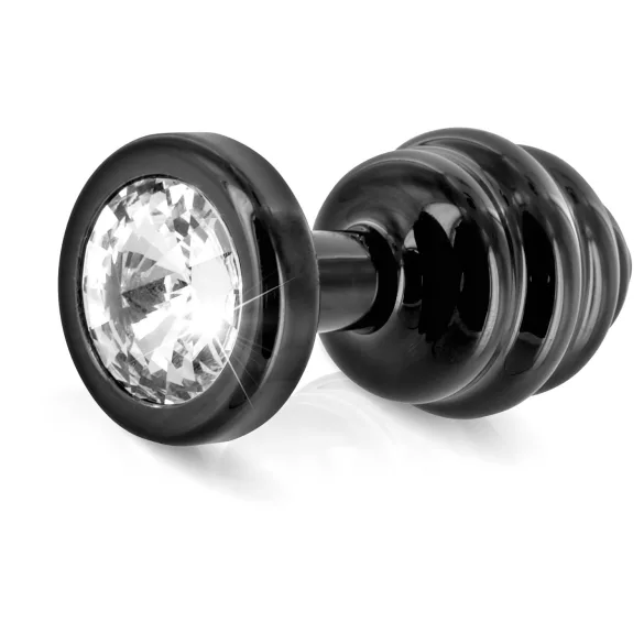 DIOGOL Anni - plug anal cu nervuri - negru - (3cm)