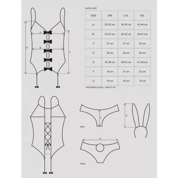 Obsessive - Costum iepuraș sexy - roz - L/XL