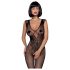 Obsessive N112 - body plasă îngeresc cu aripi - negru (S-L)
