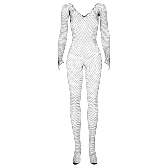 Obsessive - catsuit sexy cu mânecă lungă și decupaj - plasă neagră S-L