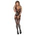 Obsessive F217 - set plasă cu model și panglică satinată - negru (S-L)