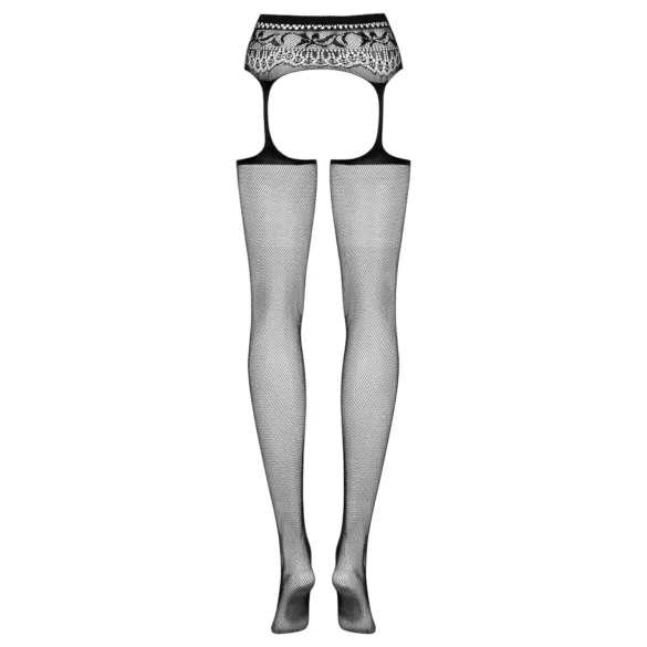 Obsessive - set portjartier cu model floral - negru (S-L)