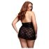 BACI - babydoll sexy cu dantelă și bretea la gât - negru - mărime XL-XXL