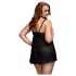 BACI - Babydoll sexy plus size cu portjartier deschis - negru - XL-XXL