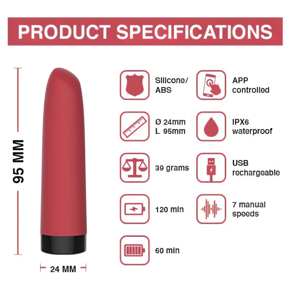 Magic Motion - mini vibrator inteligent cu acumulator - roșu