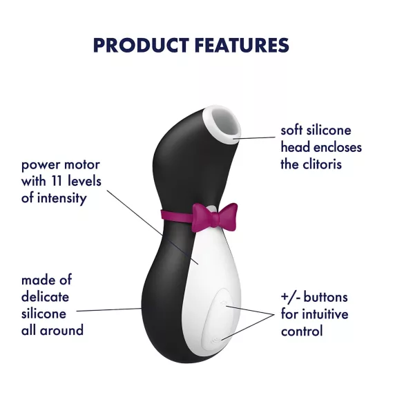 Satisfyer Penguin - stimulator clitoral reîncărcabil, impermeabil - negru-alb