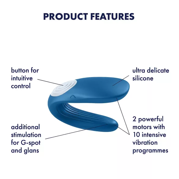 Satisfyer Double Whale - vibrator pentru cuplu cu 2 motoare - albastru