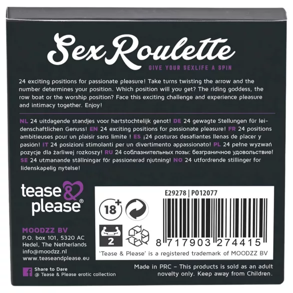 Sex Roulette Kama Sutra - joc de societate erotic (în 10 limbi)