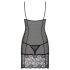 Obsessive Alluria - cămașă de noapte din dantelă și tanga (negru) - L/XL