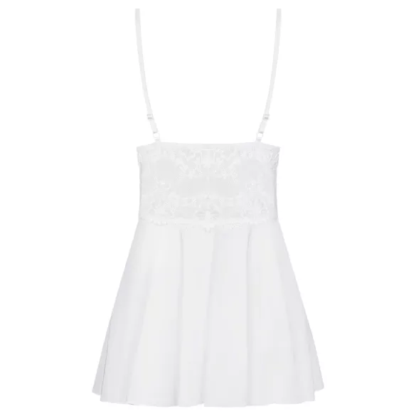 Obsessive - babydoll cu dantelă și tanga - alb