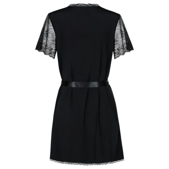 Halat Miamor Obsessive cu mâneci din dantelă și tanga (negru) - L/XL