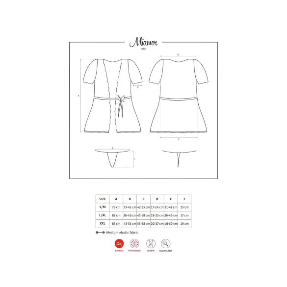 Halat Miamor Obsessive cu mâneci din dantelă și tanga (negru) - L/XL