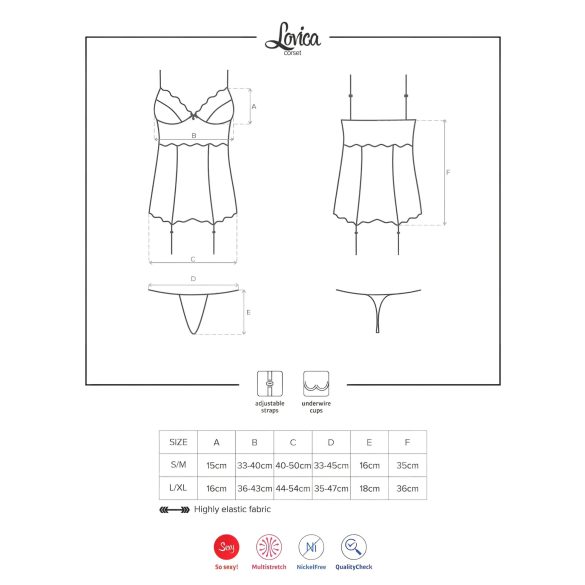 Obsessive Lovica - top cu portjartiere din dantelă și tanga (roșu)