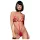 Obsessive Luiza - body roșu cu bretele și model cu lalele (S/M)