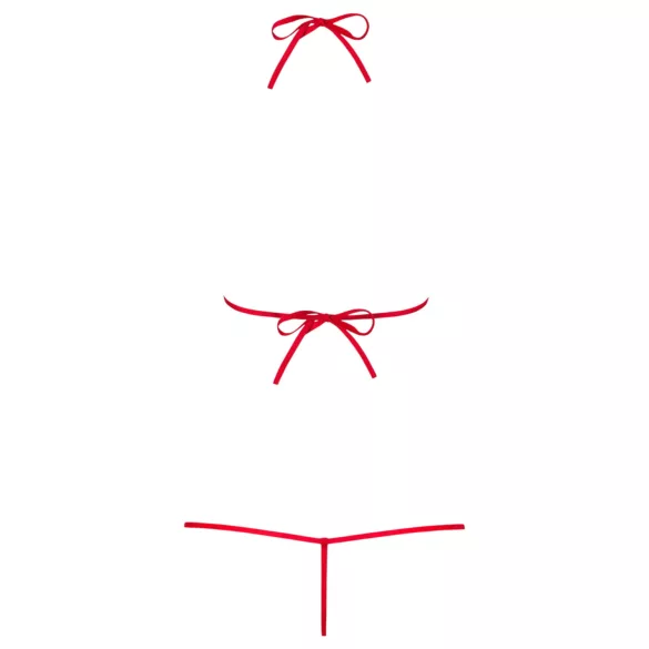 Obsessive Luiza - body roșu cu bretele și model cu lalele (S/M)
