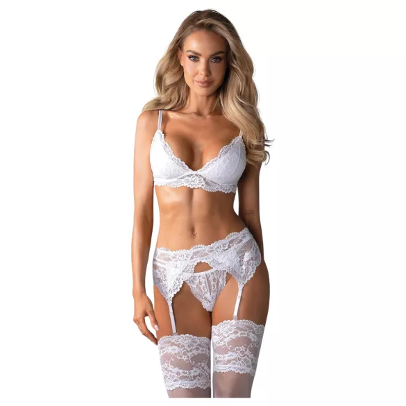 Obsessive - set lenjerie sexy - dantelă alb - L/XL