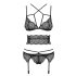 Obsessive Frivolla - Set de lenjerie din dantelă sofisticată (negru)