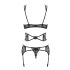 Obsessive Frivolla - Set de lenjerie din dantelă sofisticată (negru)