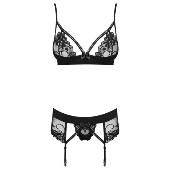 Obsessive - set lenjerie sexy brodată - dantelă neagră