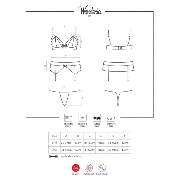 Obsessive - set lenjerie sexy brodată - dantelă neagră