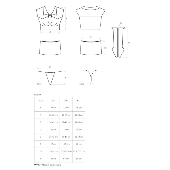 Obsessive - costum sexy școlăriță - set 5 piese