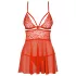 Obsessive - babydoll sexy din dantelă cu tanga - roșu - L/XL