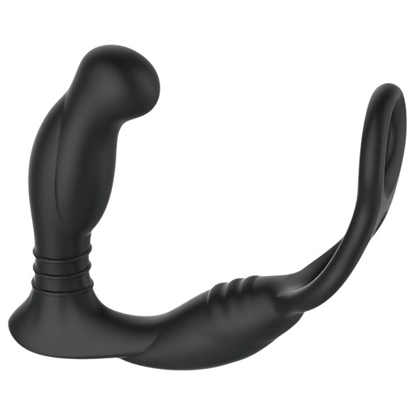 Nexus Simul8 - inel pentru penis cu dildo anal vibrator - silicon negru