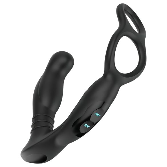 Nexus Simul8 - inel pentru penis cu dildo anal vibrator - silicon negru