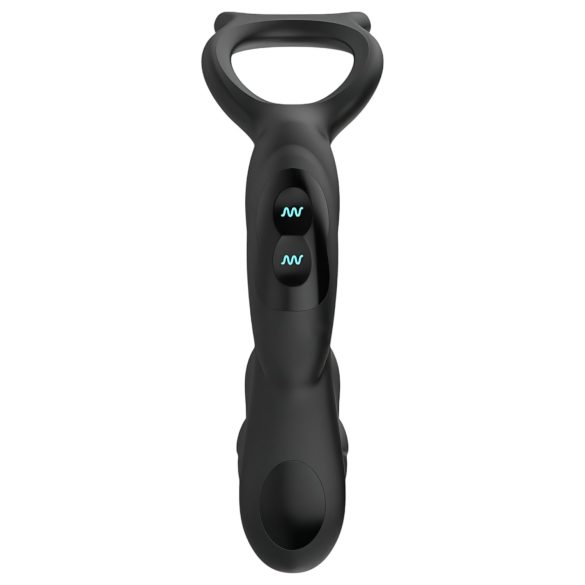 Nexus Simul8 - inel pentru penis cu dildo anal vibrator - silicon negru
