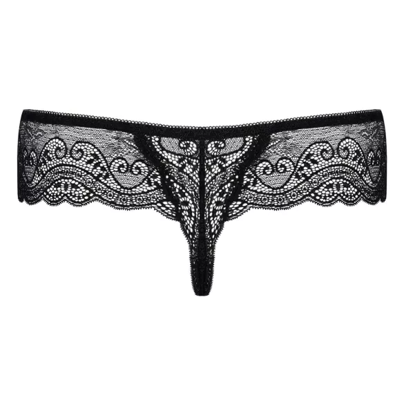 Obsessive - tanga din dantelă cu pietre pentru femei - negru - L/XL