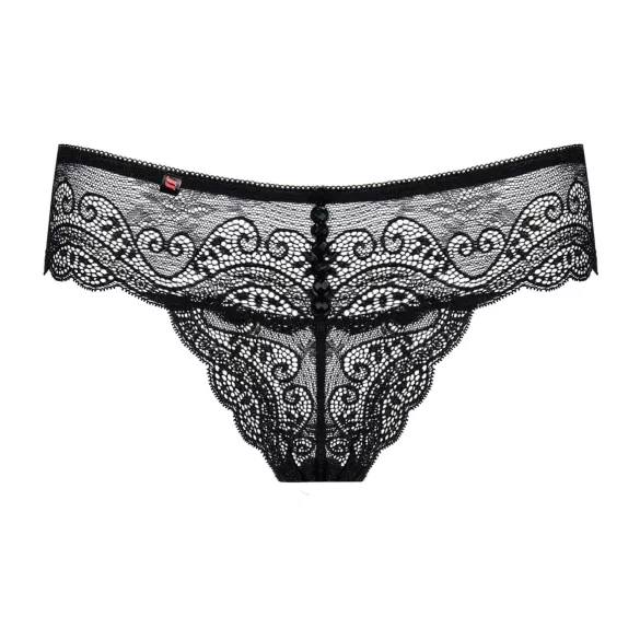 Obsessive - tanga din dantelă cu pietre pentru femei - negru - L/XL