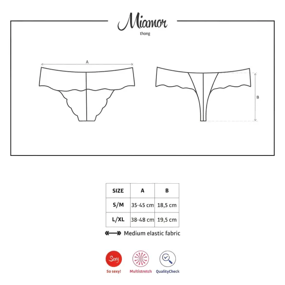 Obsessive - tanga din dantelă cu pietre pentru femei - negru - L/XL
