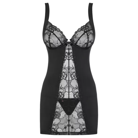 Obsessive - babydoll și tanga - dantelă neagră