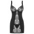 Obsessive Heartina - cămașă și tanga (negru) - L/XL