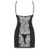 Obsessive Heartina - cămașă și tanga (negru) - L/XL