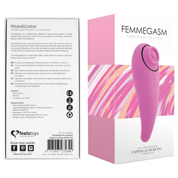 FEELZTOYS Femmegasm - vibrator clitoridian 2în1 reîncărcabil - roz
