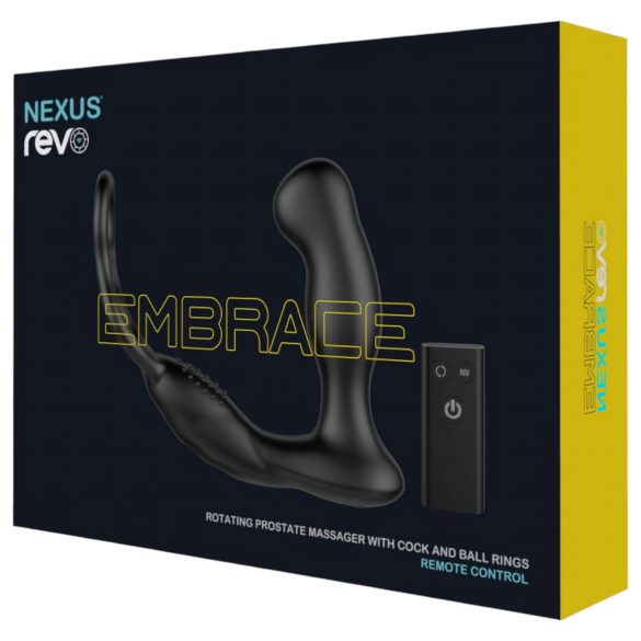 Nexus Revo - vibrator prostată rotativ cu inel - silicon negru