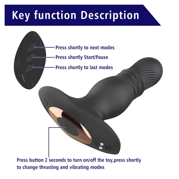 Aixiasia Roy - vibrator anal cu telecomandă și acumulator (negru)