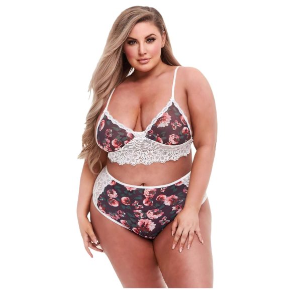 Baci Plus Size - set sutien floral din dantelă
